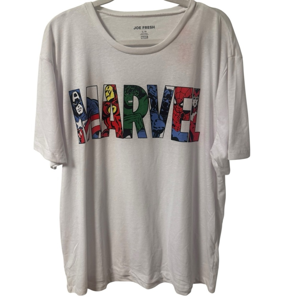 Marvel Joe Fresh Men’s T Shirt Multi Character Short Sleeve White Size Large